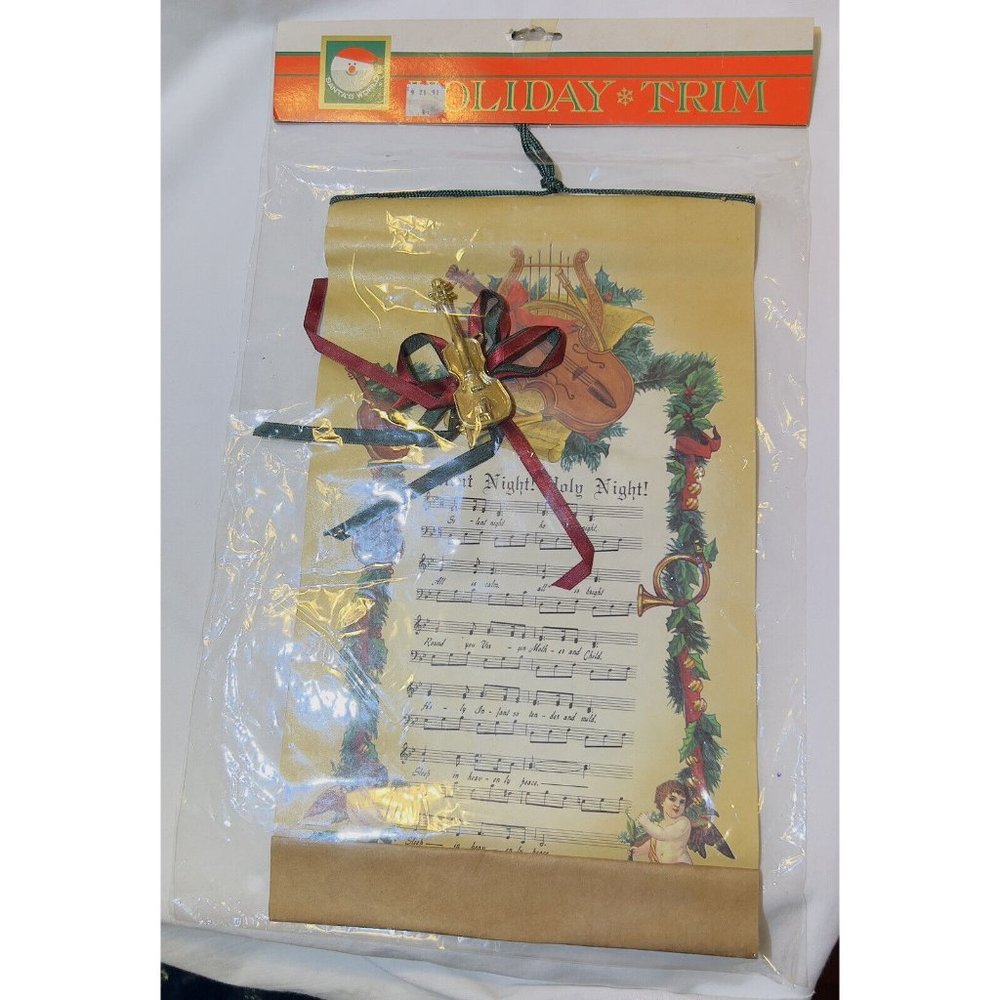 Kurt S Adler Holiday Trim Hanging Christmas Music Scroll Silent Night VTG 1990's